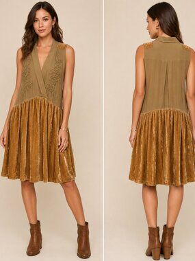 Vintage Aritzia Silk & Velvet Embroidered Dress – NWT